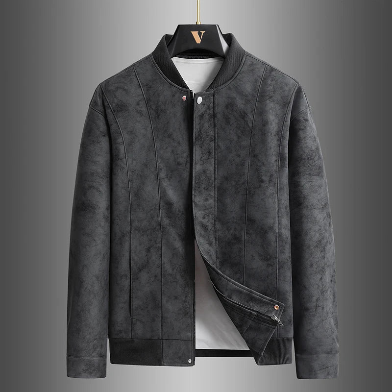 Big Size 8XL Suede Leather Jacket Men Cotton Padded Coat Motorcycle Male Oversize College Large Plus Winter Zipper Windbreaker