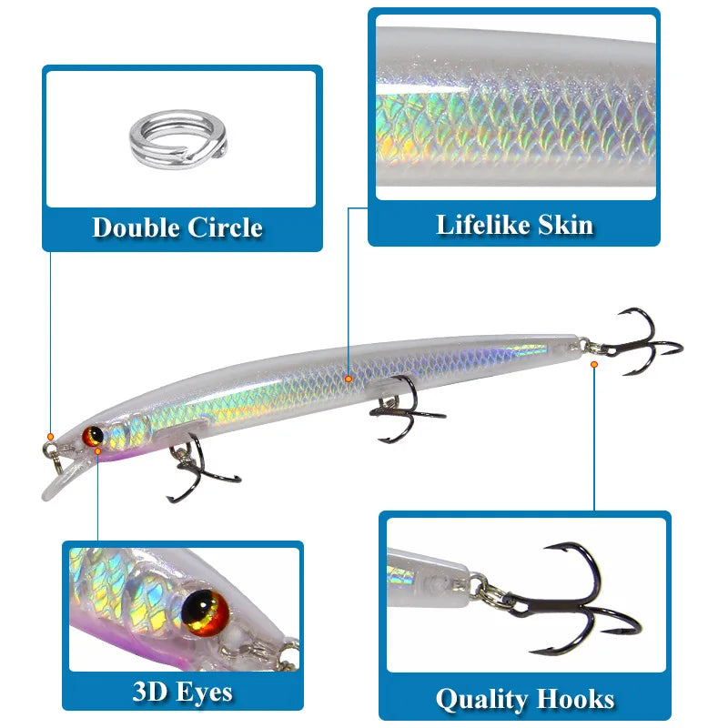Big Laser Minnow Fishing Lures 13.5cm15g Hard Bait Crank | SAMAG