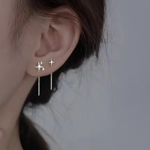 VENTFILLE 925 Sterling Silve Star Hoop Earring for Women Zircon Geometry Wide Office Versatile Jewelry Birthday Gift Dropship