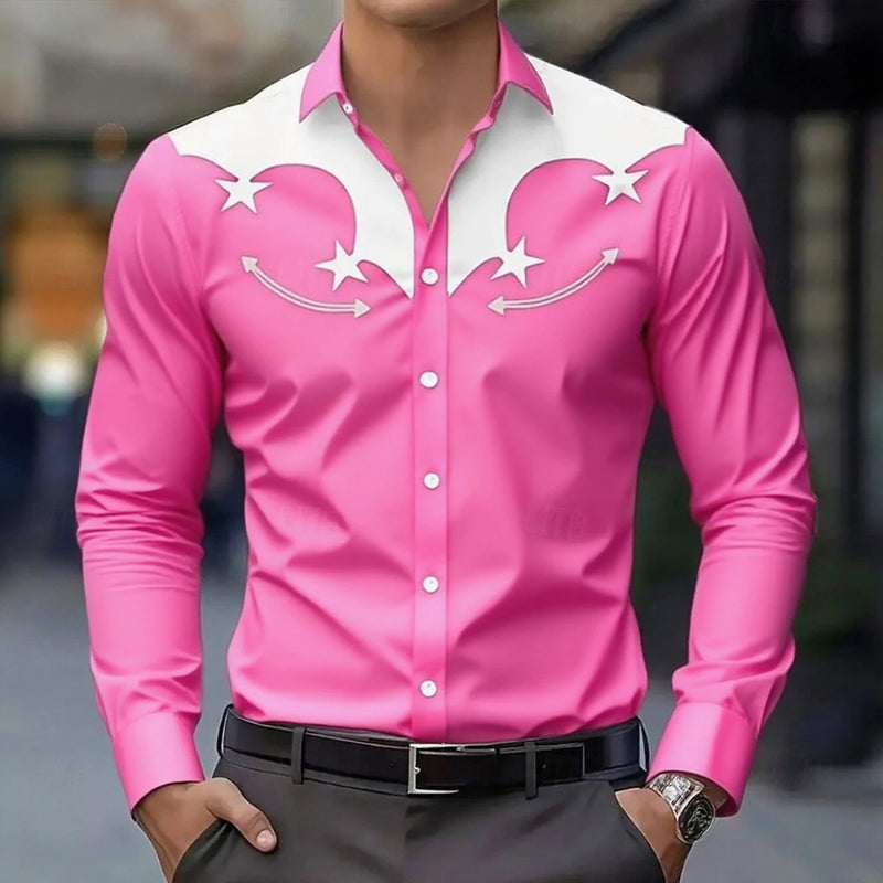 Men's Long Sleeve Shirt Western cowboy Denim Retro | SAMAG