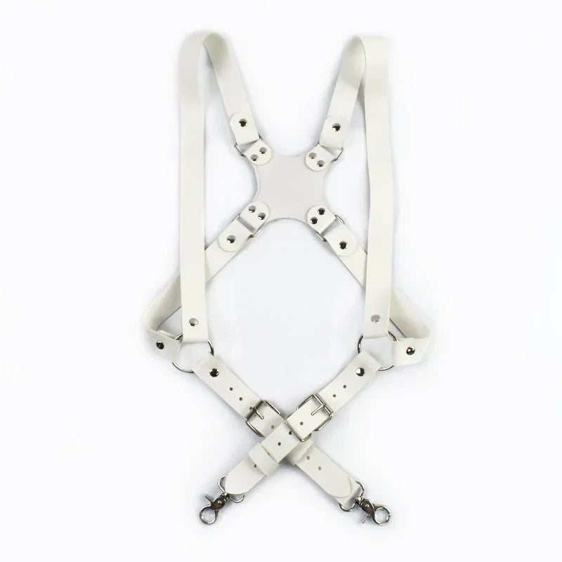 Deepeel 2.5cm Men's Leather Suspenders 2 Clip Hooks Man Elastic Brace Adult Adjust Strap Harness Suspender for Pants Accessories