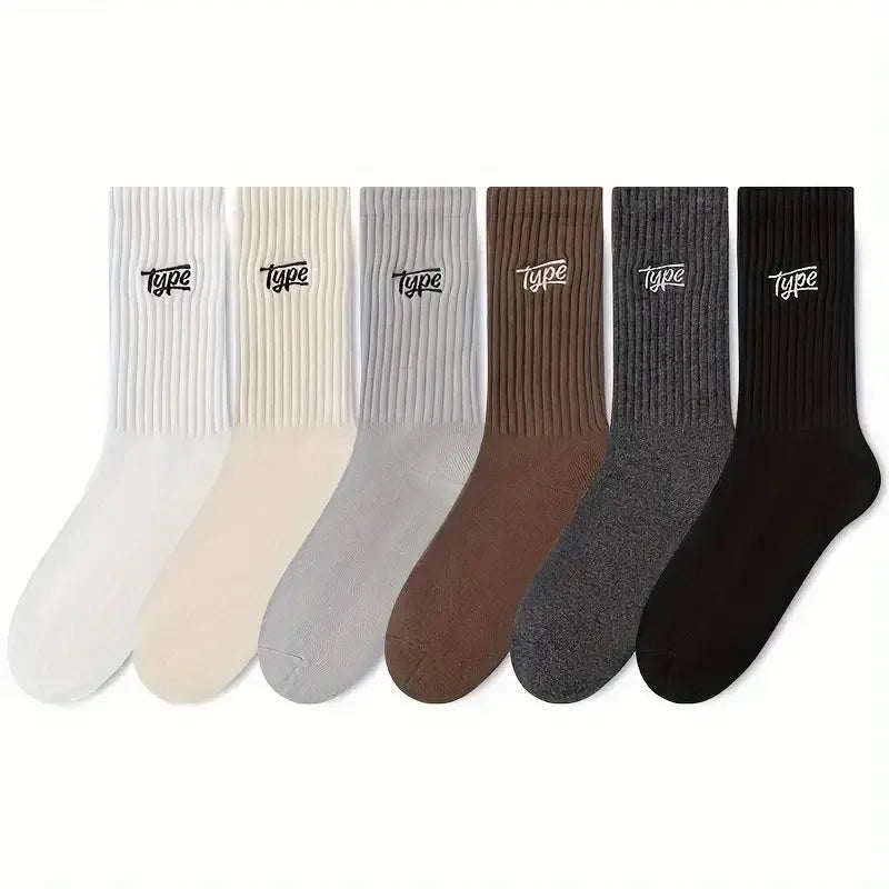 1/6/12 Pairs Men's Anti Odor Sweat Absorbing Crew Socks male Printing Letter Soft Comfortable and Breathable man Casual Socks﻿