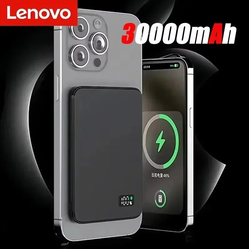 Lenovo Ultra-Slim Magnetic Wireless Power Bank 500000mAh PD22.5W Fast Charging for Magsafe External Battery For Xiaomi iPhone16