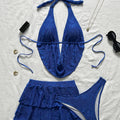 With Skirt Wrinkled Halter Tankini Bikini Women Swimwear | SAMAG