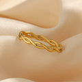 2022 New Super Minimalist Braided Twisted Thin Gold Rings For Lady Waterproof Stainless Steel 18K Gold Plated Girl's Ring