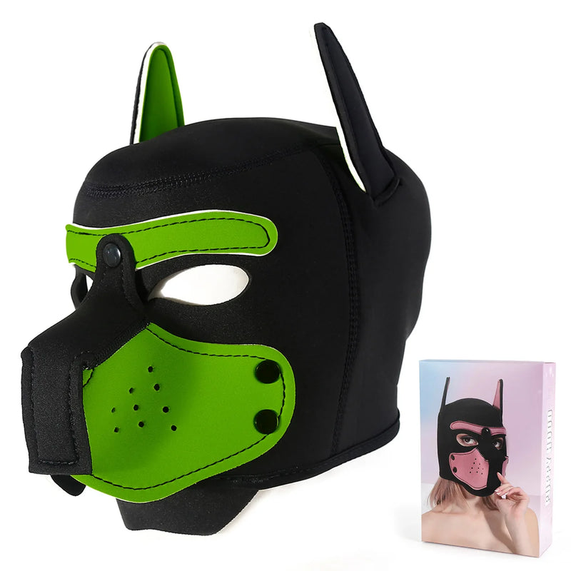 10 Colors Puppy Cosplay Costumes Increase Large Size Padded Rubber Full Head Hood Mask With Ears For Couples Dog Role Play Games