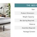 HOOMIC Metal Bed Frame with Upholstered Finely Stitched Headboard, Linen Fabric, Sturdy Foundation, No Box Spring Needed