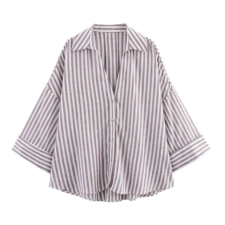 HipSeam Wide Sleeved Shirt Women Spring Asymmetric Hem Button Women's Shirts Simple Lady Johnny Collar Shirts & Blouses