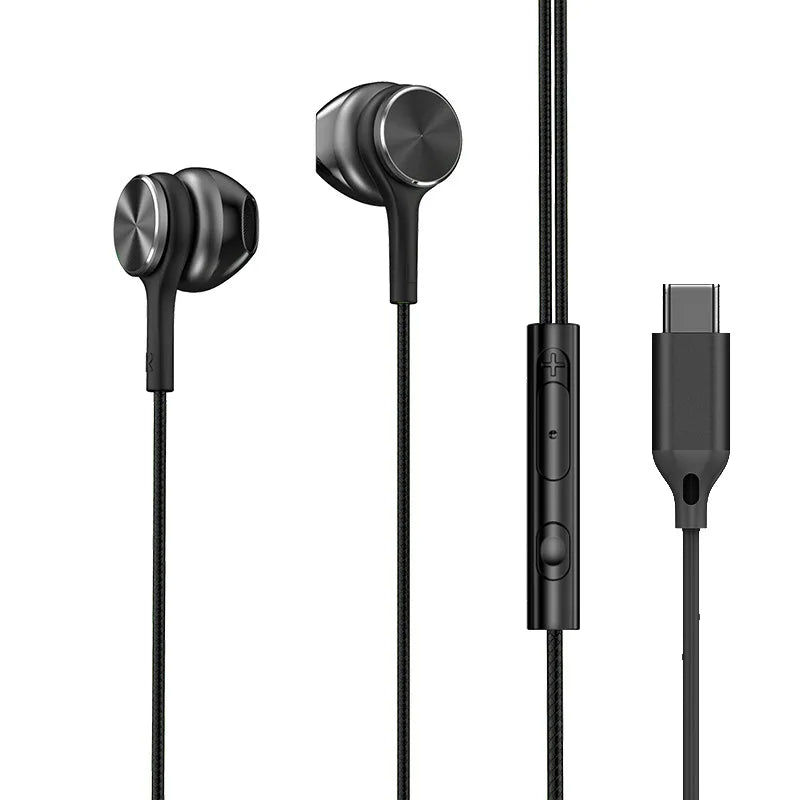 Type C Wired Headphones HiFi Stereo Volume Control Headset With HD Mic 3.5mm Earphones For Samsung Galaxy  iPhone 17 16 Earbud