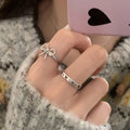 VENTFILLE 925 Sterling Silver Ring for Women Girl Gift Retro Open Trend Unique Design Geometric Asymmetric Jewelry Dropship