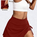 Women Tennis Skirt Adjustable Side Drawstring Ruched Sports Skort High Waist Tummy Control Built-in Shorts Gym Wear