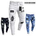 Mbroidery Skinny Ripped Jeans Men Cotton Stretchy Hole | SAMAG