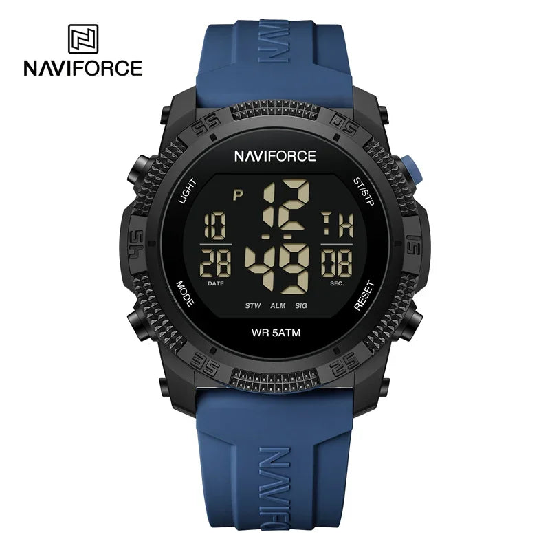 NAVIFORCE Watches For Men LCD Digital Fashion Casual Date and Week Alarm Display 3ATM Waterproof Silicone Strap Electronic Clock
