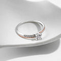 MODIAN 925 Sterling Silver Classic Wedding Elegant Ring Rose Gold Color Line Unique Metallic Contrast Design Jewelry For Women