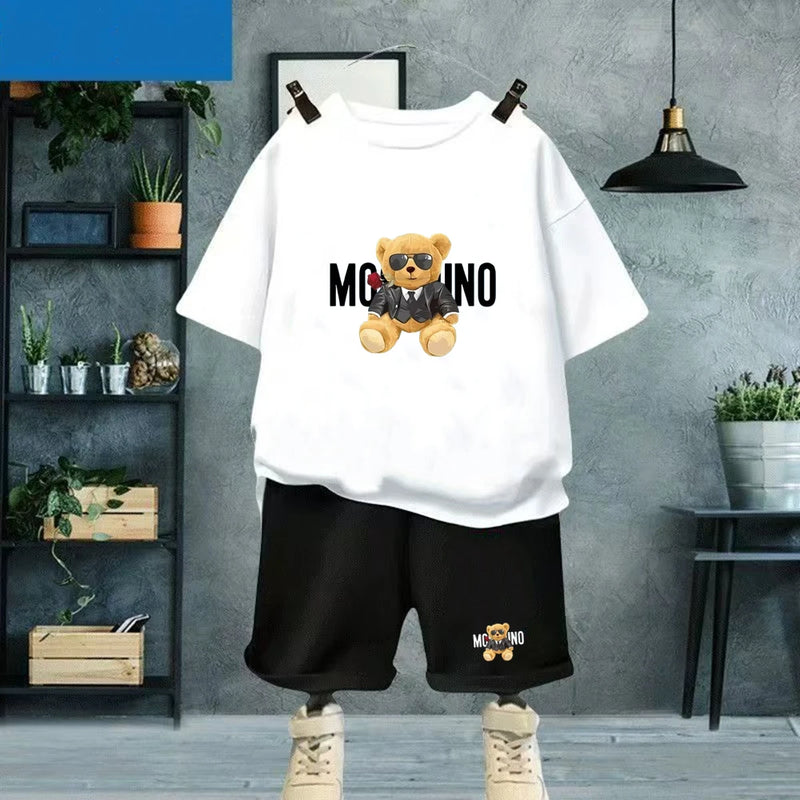 Fashion Letter Bear Print Children Summer Clothing - View 3 | SAMAG