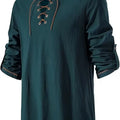 Men Medieval Lace Up Linen Long Sleeve Tunic Viking | SAMAG