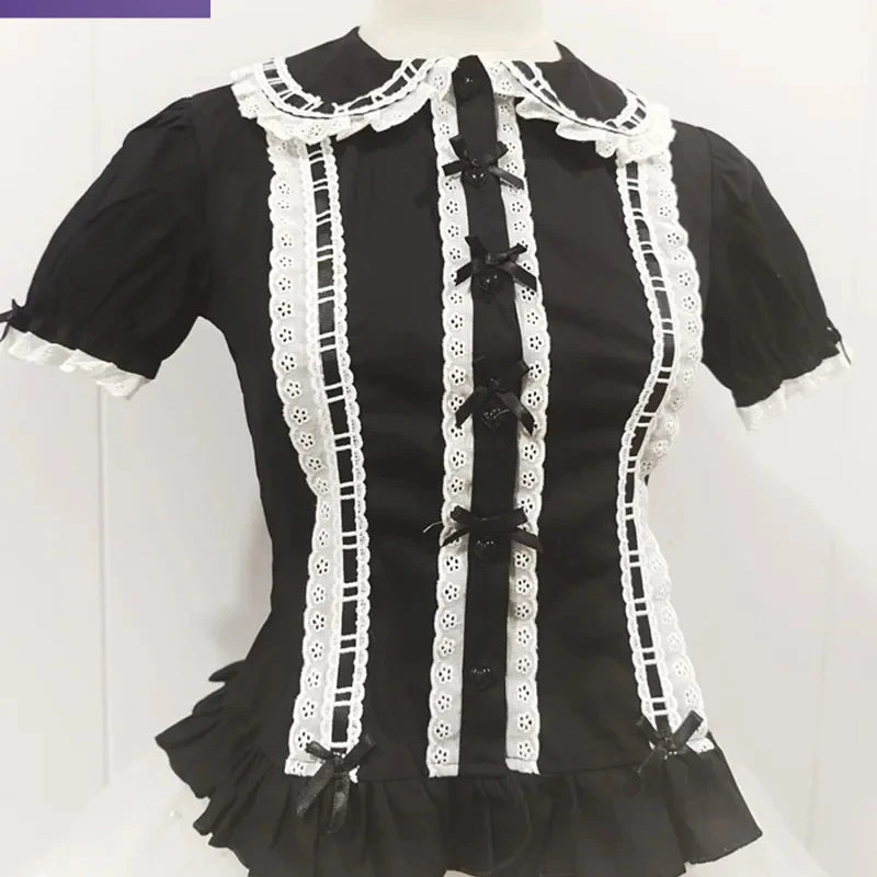 Summer Japanese Lolita Sweet Girls Short - sleeved Tops - View 3 | SAMAG