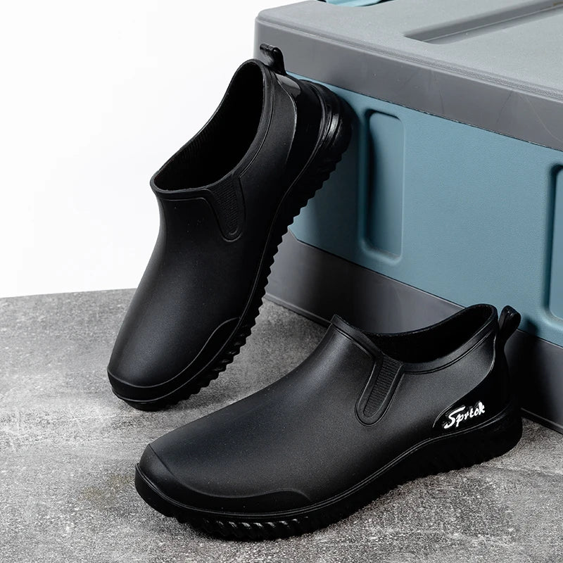 1 Pair of Ankle Rain Boots For Men Simple Waterproof Rain Shoes Toughness Anti-slip Fishing On Work Camping Waterproof