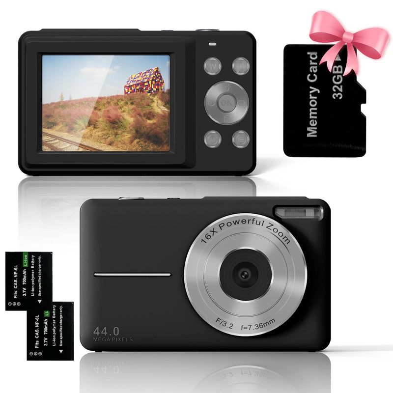 Digital Camera FHD 1080P Digital Camera for Kids Video Camera with 32GB Card 16X Digital Zoom Compact Point and Shoot Camera