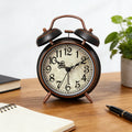 Super-Loud Twin-Bell Alarm Clock,Retro Non-Ticking Desk Clock,Antique Copper Bedside Alarm Clock With Nightlight For Desktop