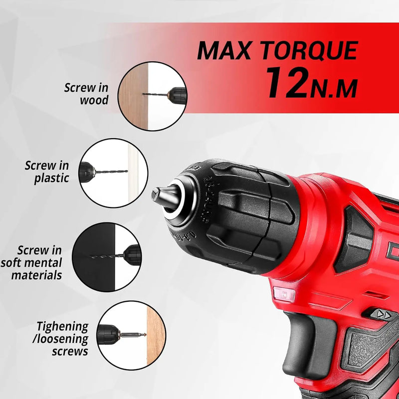 DEKO Drill Set Tool with 8V Red Cordless Home Kit with Hand for Women 126 Piece - View 4 | SAMAG