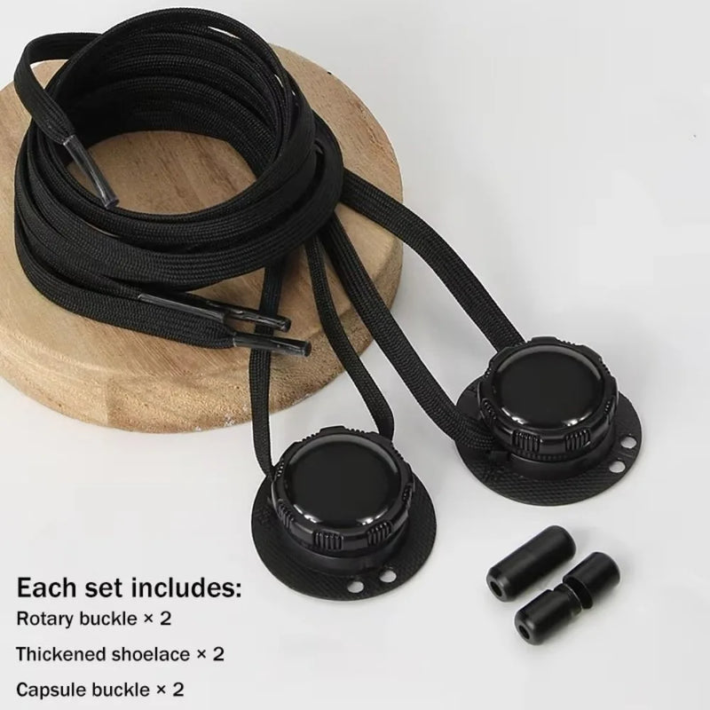 1 Pair Wide Flat Design No-Tie Shoelaces Rotating Buttons Quick-Adjust Quick-Adjust Laces Casual No-Tie Flat Laces Sports Shoes