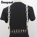 Deepeel New 1Pairs 69*2cm Fashion Pearl Chain Decoration Suspenders Adjustable Trouser Bead Strap Female Waist Corset Braces