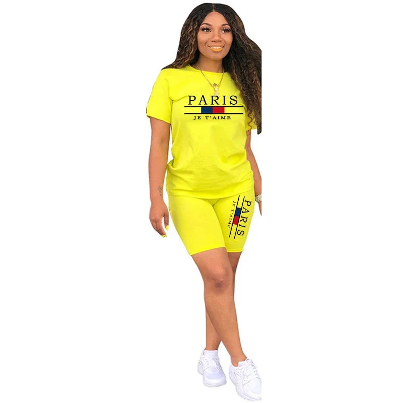 Women T-Shirts New Quality Casual Woman Clothing Summer Two Piece Set for O-Neck Shorts Daily Short Sleeve Tracksuit Hot Sales