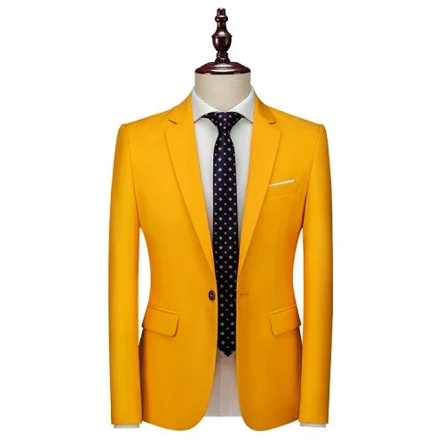 22 Color Men's Suit Jacket, Single Button V-neck Dress Coat Black Blue Red Slim Blazer Asian Size Terno Masculino, M-5XL 6XL