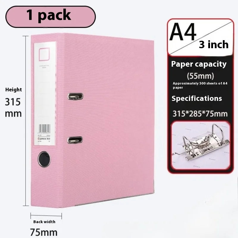 Lever Arch File A4 Folder Perforated Loose-leaf Folder Loose-leaf Book Data Book Double Hole Thickened Binders Desktop Organizer