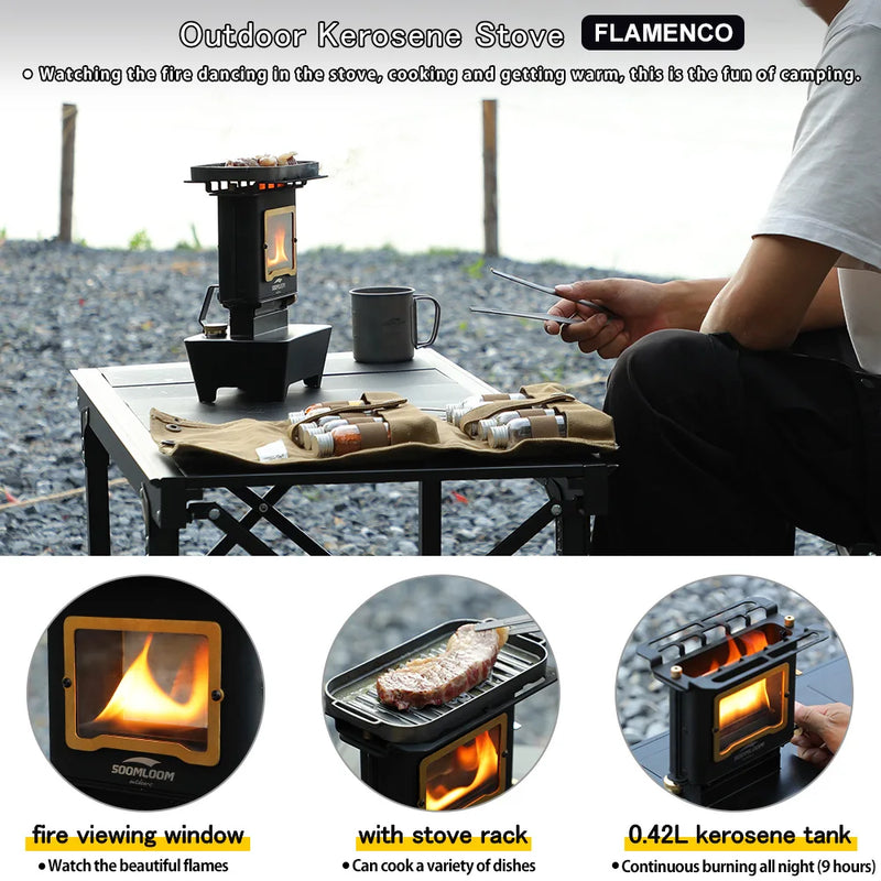 Soomloom Retro Firedance Oil Lamp Stove Multi-Purpose Outdoor Portable Camping Lantern Emotion Lights Burner Stove Camping Suppl