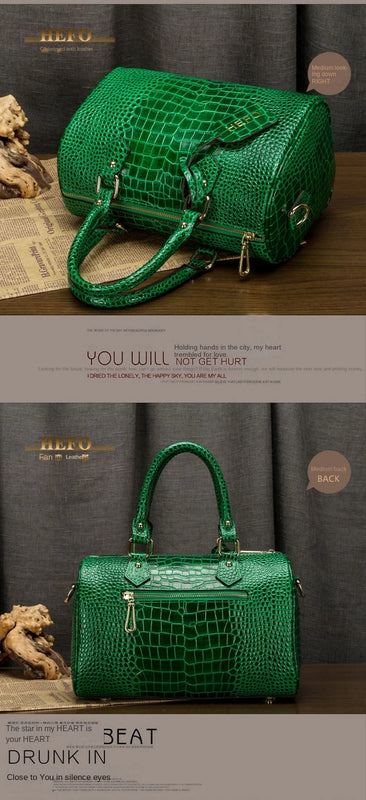2025 New Crocodile Pattern Leather Women Handbags Boston Genuine Leather Cross-Body Bag Shoulder Messenger Bags