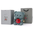 Plastic Rotating Hugging Bear Jewelry Box Romantic Cute Rose Bear Gifts Box with Soap Rose Jewelry Display