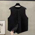 Fashion Cardigan Vest Sleeveless Waistcoat 2025 New Spring O- Neck Solid Button Knitted Women's Clothing Basic Tops