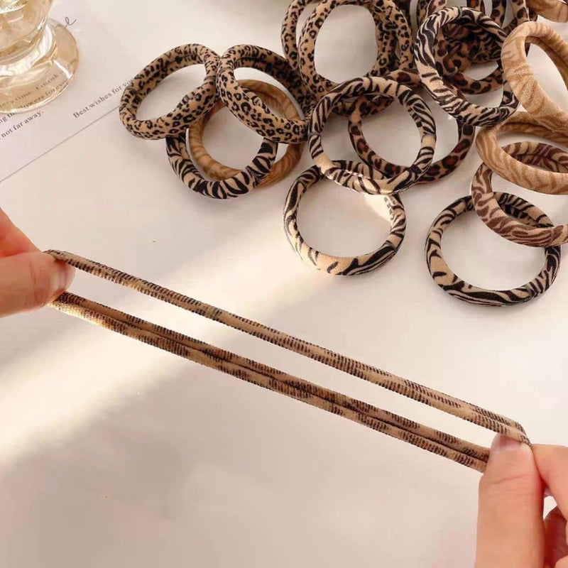 5pcs Leopard Print High Elastic Hair Ties Scrunchie Ties Women Girls High Elasticity Ponytail Holder Hair Rings Rope Accessories