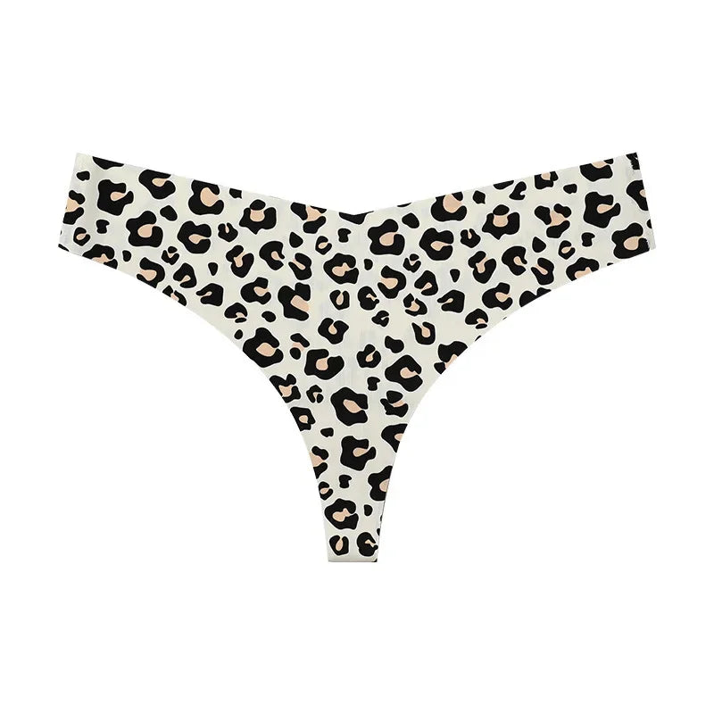 Sexy Leopard Print T-Back T-Shaped Panties Seamless Underwear Women's Ice Silk Breathable Quick-Drying Sports T-Back Pure Cotton