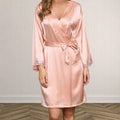 100% Mulberry Silk 2PC Robe Suit Home Wear Sleep Set Summer Sleepdress Lace Trimed Pure Silk Pj Robe Set with Chemise Nightgown