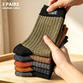 3 Pairs Men's Trendy Color Block Crew Socks, Breathable | SAMAG