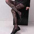 Lolita Sweet Girls Punk Style Floral Tights Colorful Thigh High Stockings Lingerie Women Sexy Hollow Out Mesh Fishnet Pantyhose