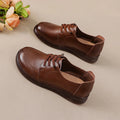 New real leather barefoot flats woman lace up moccasins mother comfortable flat drive shoes ladies vintage oxfords flats loafer