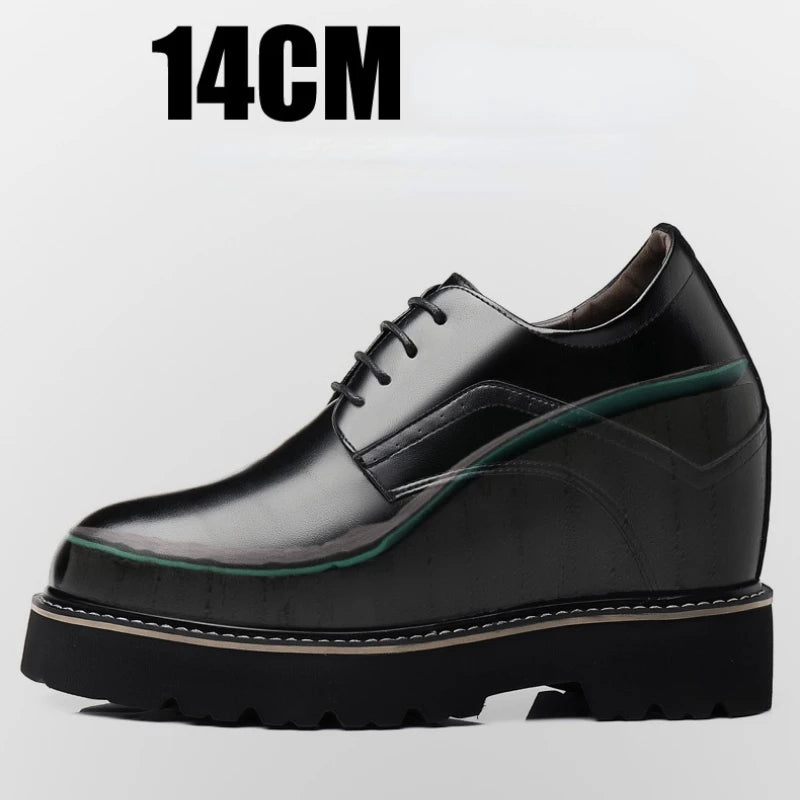 Extra-high 14cm Men's Elevator Shoes Rare Inner Height-enhancing Wedding Leather Shoes Ultra-high Heels Business Stage Shoe Male