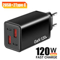 4 Ports 120W USB C Charger Fast Charging EU/US/UK Plug Wall Charger Adapter For iPhone Samsung Xiaomi Huawei Phone Power Charger