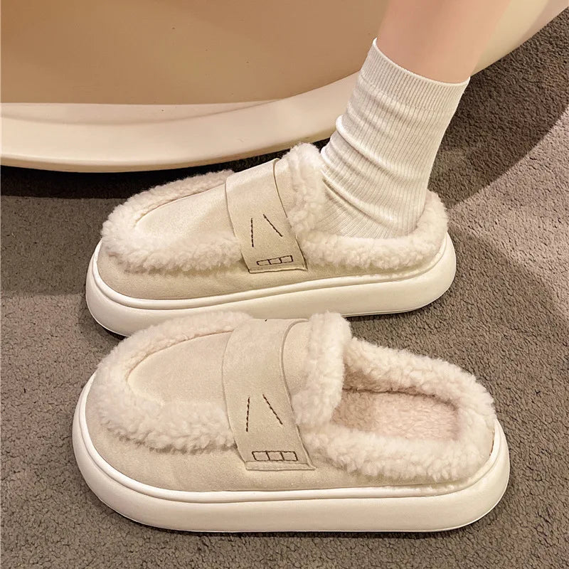 Winter Fluffy Women's Slippers Home Fuzzy Fur Luxury Designer Woman Shoes Indoor Flat Plush Elegant Fashion Footwear Soft Sole