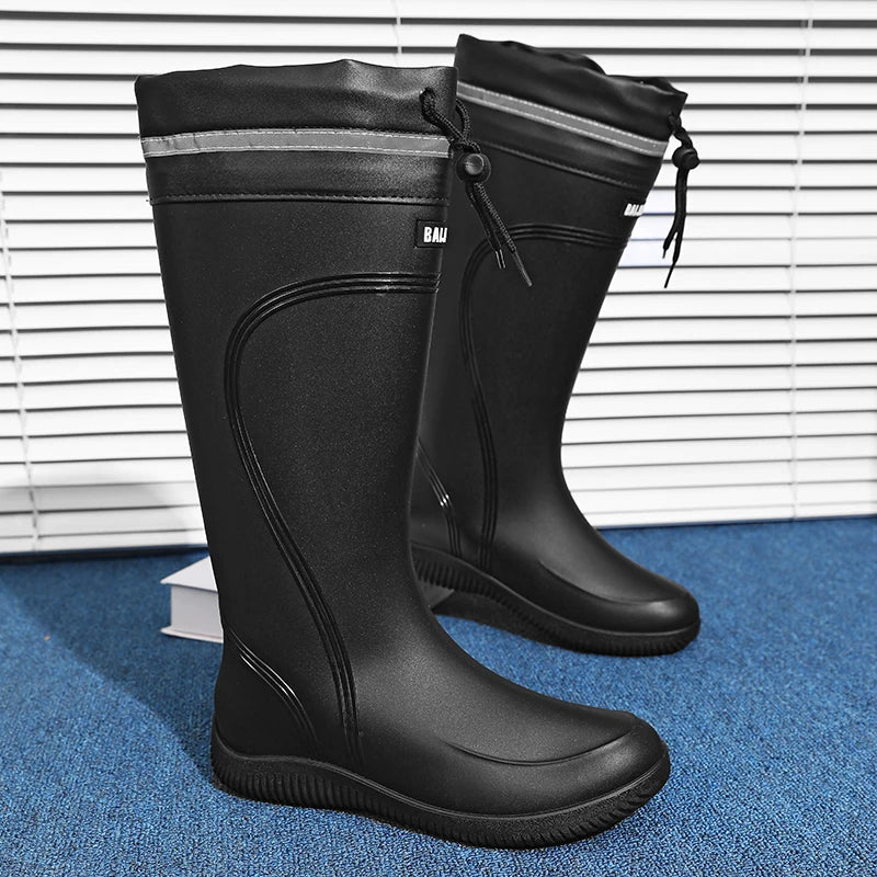 Winter Thickened Anti-slip Men's Rain Boots High Waterproof Reflective Work Fishing Shoes Warm Water Shoes Rubber Shoes for Men