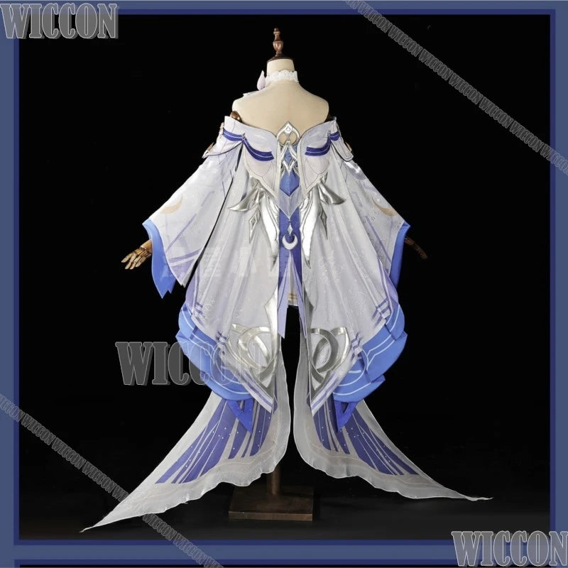 Damselette Columbina Game Genshin Impact Cosplay White Purple Dress Lolita Girl Woman Wig Headwear Halloween Cos Comic Con Suit