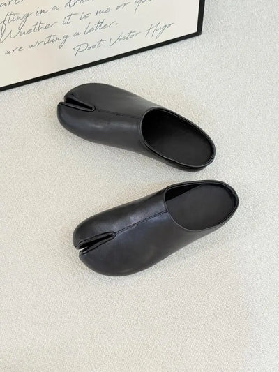 Women Split Toe Mules Soft Leather Tabi Clogs Casual Slip | SAMAG