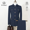 ST Cassy High Quality Safari Men's Suit Classic Fit Multi Buckle Multi Pocket Solid Color Casual Business Set Men's 2-Piece Set