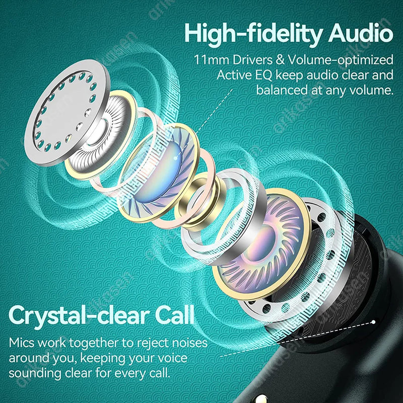 Bluetooth Headphones Wireless Earbuds 36Hrs Playtime with Charging Case Digital LED Display Over-Ear Earphones with Earhook Mic