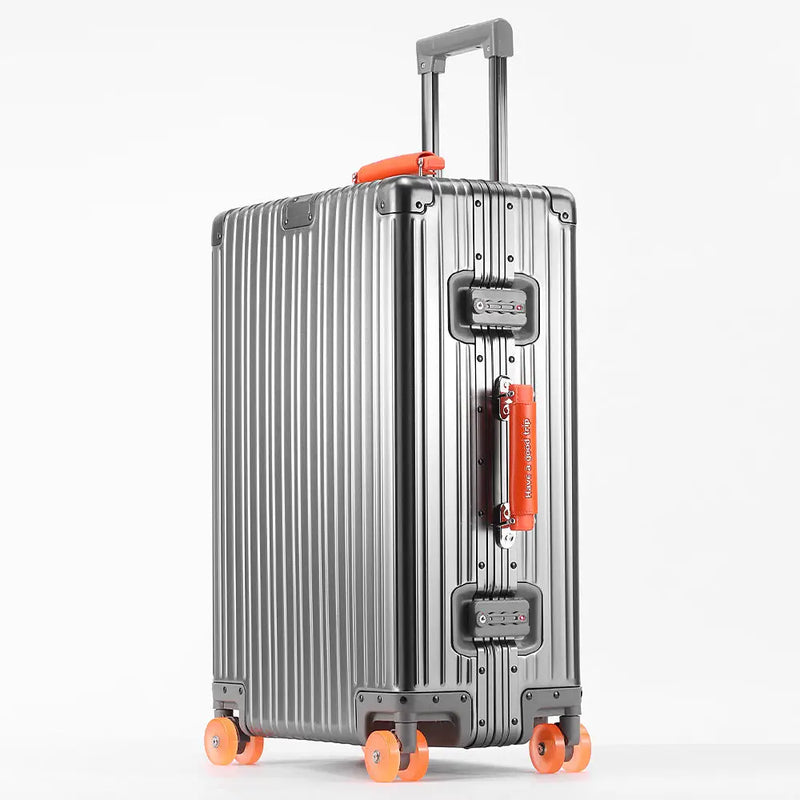 20''/24''/29'' All Aluminum-magnesium Alloy Suitcase Leather Handle Travel Case Bags Rolling Luggage with Spinner Wheel TSA Lock