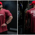 STRENGTH CLUB Oversized Loose Running T-Shirts Mens Gym Fitness Sports Half Sleeve T Shirt Training Bodybuilding Clothing Tee